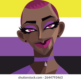 non binary beautiful model with proud flag