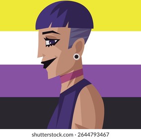 modelo bonito não binário com bandeira orgulhosa
