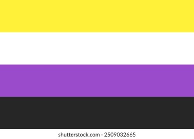 NON BINARY Flag. Pride Flag. LGBTQ+. Pride Parade. Multicolored LGBTQIA linear flag.