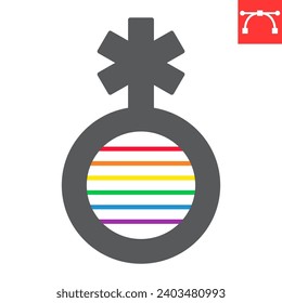 Non binary glyph icon, LGBT and gender, non binary vector symbol, vector graphics, editable stroke solid sign, eps 10.