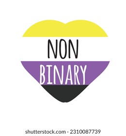 non binary. lettering illustration for your design with flag