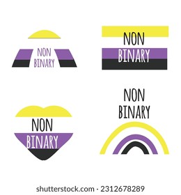 non binary. lettering illustration for your design with flag