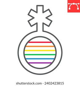 Non binary line icon, LGBT and gender, non binary vector symbol, vector graphics, editable stroke outline sign, eps 10.