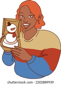 Non Binary Person holding a box of christmas gift