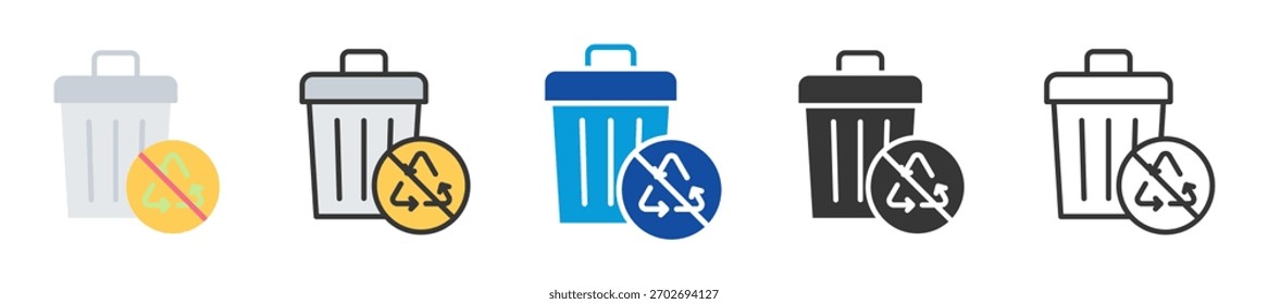 Conjunto de iconos no biodegradables Estilo múltiple Varias colecciones