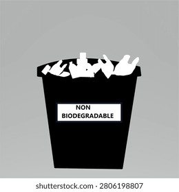 non biodegradable waste plastic waste dust bin silhouette