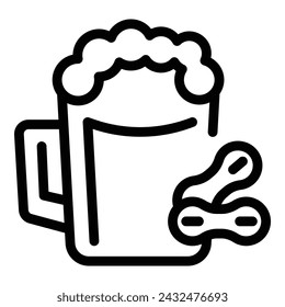 Non boozy beer icon outline vector. Frothy beverage mug. Refreshment brewery drink