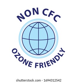 Non CFC icon. Ozone friendly sign. Globe green symbol. Logo template. Vector illustration