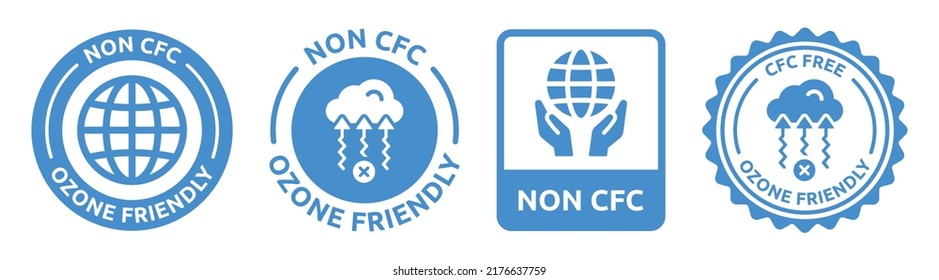 Non CFC ozone friendly badge vector icon set illustration.