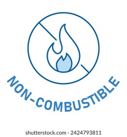 Non Combustible Badge Icon. Non Combustible Safety Badge. Vector Badge Icon.