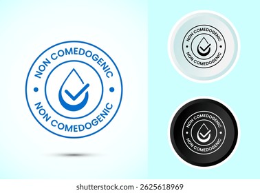Non comedogenic icon design illustration, non comedogenic label sign in color black and white
