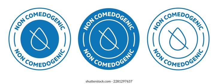 Non comedogenic icon. Rounded vector logo in blue color