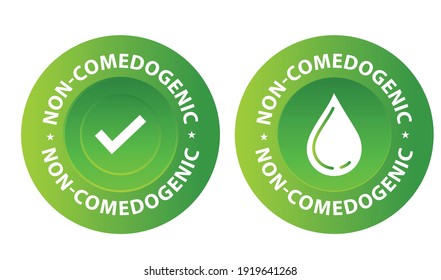 non comedogenic vector logo set. color in black, package label design elements