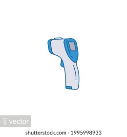 Non contact infrared sensor thermometer for body temperature check. Laser thermometer. thermogun icon, temperature, check, body, fever. Vector illustration. Design on white background. EPS10