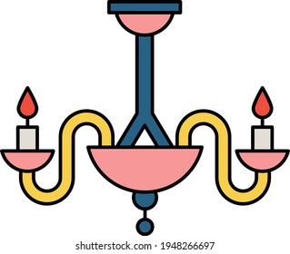 non electric real candle chandelier Concept Vector color line Icon Design, Interior design Symbol, Home Office decoration Sign, Residential and Commercial Decor Elements stock illustration