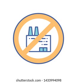 Non factory line color icon. Environment protect vector pictogram. Non-pollution technology. Button for web page, app, promo. UI/UX/GUI design element. Editable stroke.