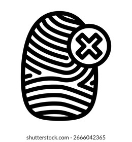 Symbolvektor ohne Fingerabdruck. Nicht-Fingerabdruck-Zeichen. isoliertes Kontursymbol, schwarze Illustration