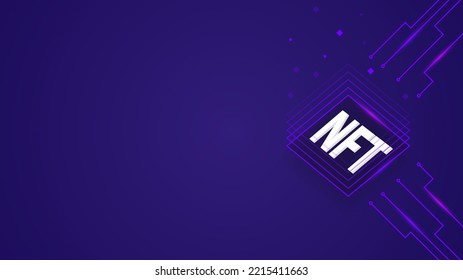 Non fungible token digital crypto art blockchain technology banner concept. Cryptocurrency background.