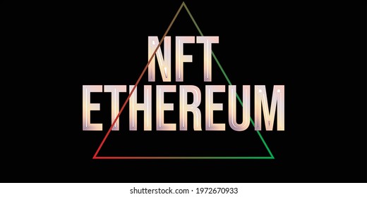 Non fungible token font in metallic colors on a black background.