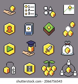 Non fungible token pixel icon for website, application, printing, document, poster design, etc.
