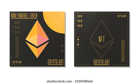 Non Fungible Token Vector Concept. Future Of Collectibles, Crypto Art And Digital Assets. Colorful Icon With Thin Line Design.