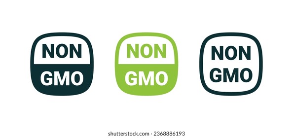 Non GMO food symbols. Non GMO emblems. Natural and organic products. Vector scalable graphics