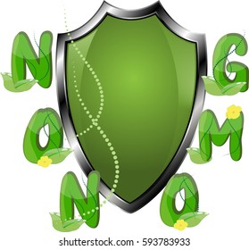 Non GMO or GMO free labels logos to indicate non genetically modified foods or on organic product packaging