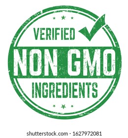 Non GMO ingredients sign or stamp on white background, vector illustration