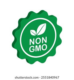 Rótulo não OGM. Ícone livre de OGM 3d. Alimentos biológicos saudáveis . Nenhum elemento de concepção de OGM para etiquetas, embalagens de produtos, símbolo de alimentos, emblemas, autocolantes. Vegan, bio. Ilustração vetorial. 3D Símbolo orgânico, biológico, ecológico.