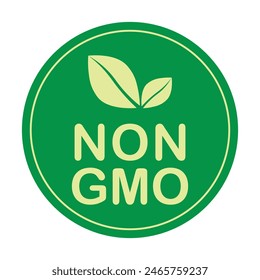 Non GMO label. GMO free icon. Healthy organic food concept. No GMO design element for tags, product packag, food symbol, emblems, stickers. Vegan, bio. Vector illustration. Organic, bio, eco symbol.