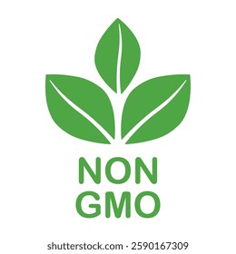 Non GMO label. GMO free icon. Healthy organic food concept. No GMO design element for tags, product packag, food symbol, emblems, stickers. Vegan, bio. Vector illustration. Organic, bio, eco symbol.