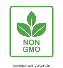 Non GMO label. GMO free icon. Healthy organic food concept. No GMO design element for tags, product packag, food symbol, emblems, stickers. Vegan, bio. Vector illustration. Organic, bio, eco symbol.