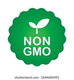 Non GMO label. GMO free icon. Healthy organic food concept. No GMO design element for tags, product packag, food symbol, emblems, stickers. Vegan, bio. Vector illustration. Organic, bio, eco symbol.