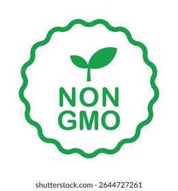 Non GMO label. GMO free icon. Healthy organic food concept. No GMO design element for tags, product packag, food symbol, emblems, stickers. Vegan, bio. Vector illustration. Organic, bio, eco symbol.