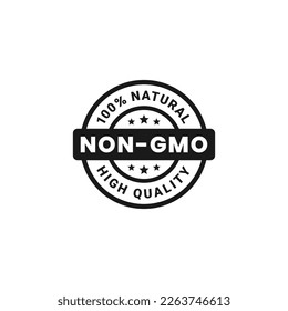 Non GMO Label Seal or Non GMO Icon Vector Isolated on White Background. Non GMO Label for guaranteed natural products without genetic engineering. Non GMO Icon For natural healthy product seal.