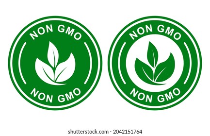 Non GMO with leaf badge logo vector design.