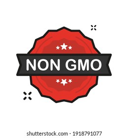 NON GMO organic nature badge red Stamp icon in flat style on white background. Vector illustration.