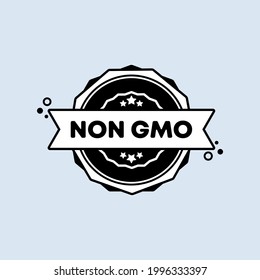 Non gmo stamp. Vector. Non gmo badge icon. Certified badge logo. Stamp Template. Label, Sticker, Icons. Gmo free natural product. Vector EPS 10. Isolated on background