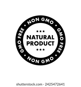 Non GMO sticker, emblem or label. Organic product. Vector icon. GMO free