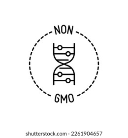 Non GMO symbol. Thin line icon for organic food, beauty product. Modern vector illustration.