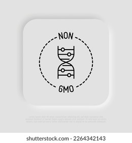 Non GMO symbol. Thin line icon for organic food, beauty product. Modern vector illustration.