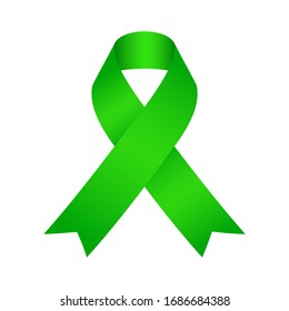 Non Hodgkin's Lymphoma Ribbon. Green Ribbon NHL Cancer. Vector Illustration.