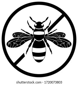 Non Insect Wasp Sign Black Wasp Stock Vector (royalty Free) 1720073803 