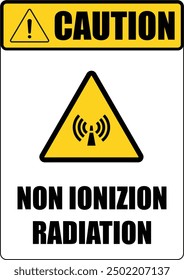 Non Ionizing Radiation Board ]symbol, Radiation hazard indicating, Caution non-ionizing radiation, Radiation Exposure Alert, Warning radio frequency hazards, Attention. Danger zone