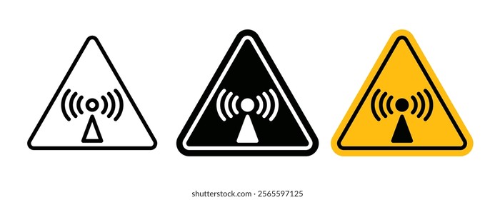 Non ionizing radiation hazard sign vector in black and yellow colors