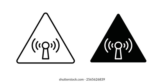 Non ionizing radiation hazard signs set in black and white colors