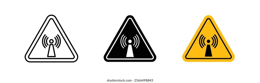 Non ionizing radiation hazard signs flat and linear vector illustration on white background.