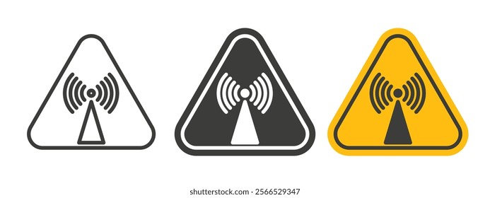 Non ionizing radiation hazard signs collection for website design, app, UI design.