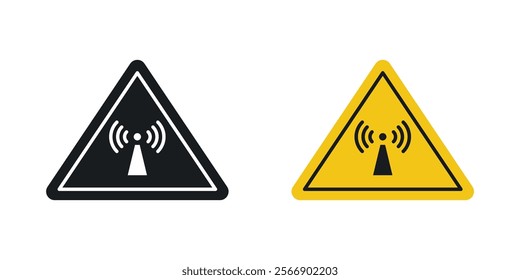 Non ionizing radiation hazard signs set in black and colored