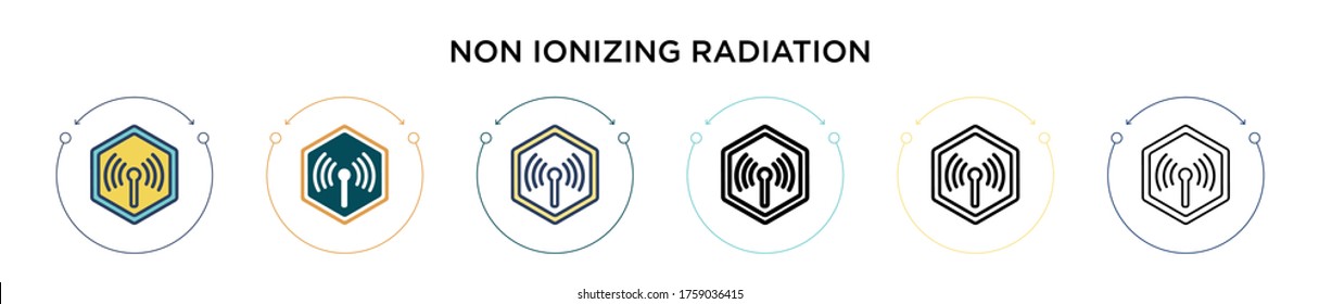 Non ionizing radiation icon in filled, thin line, outline and stroke style. Vector illustration of two colored and black non ionizing radiation vector icons designs can be used for mobile, ui, web